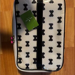 Kate Spade cosmetic case black bows with off white!